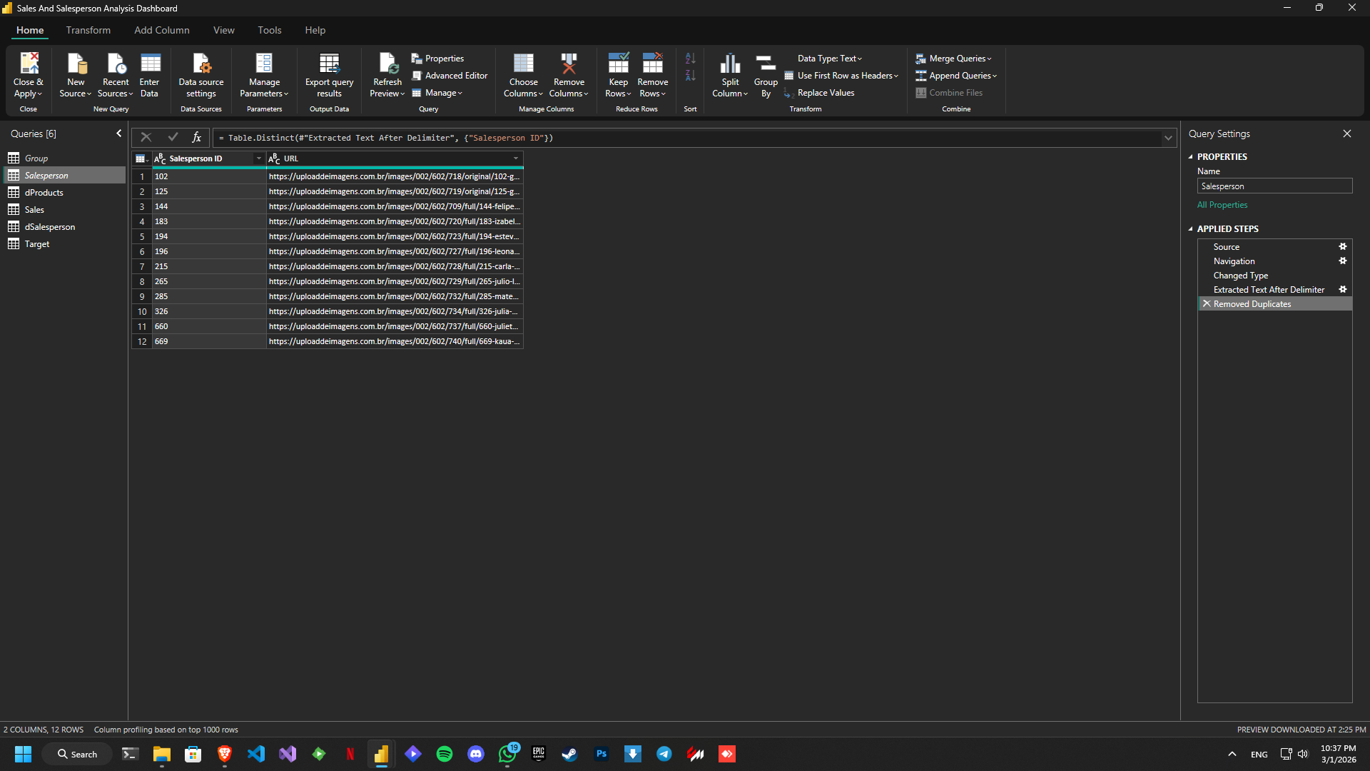 Power Query Salesperson IDs